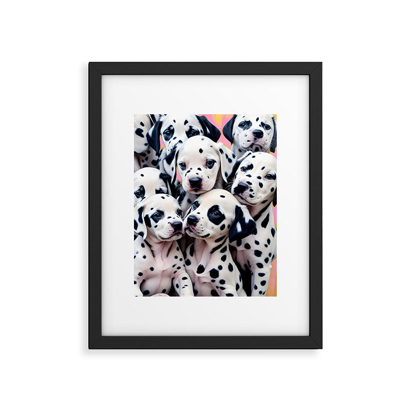 Dalmatian Love, Cute Puppies Dogs Pets, Animals Domestic Photography Siblings, Adorable Family Polka Dots Spotted  Framed Art Print Gallery Image 5