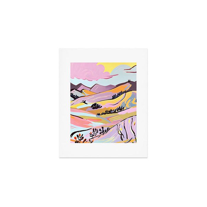 Delicious Landscape, Nature Mountains Valley Purple, Violet Lavender Adventure Outdoors Painting, Bohemian Eclectic Romantic Hills Art Print Gallery Image 1