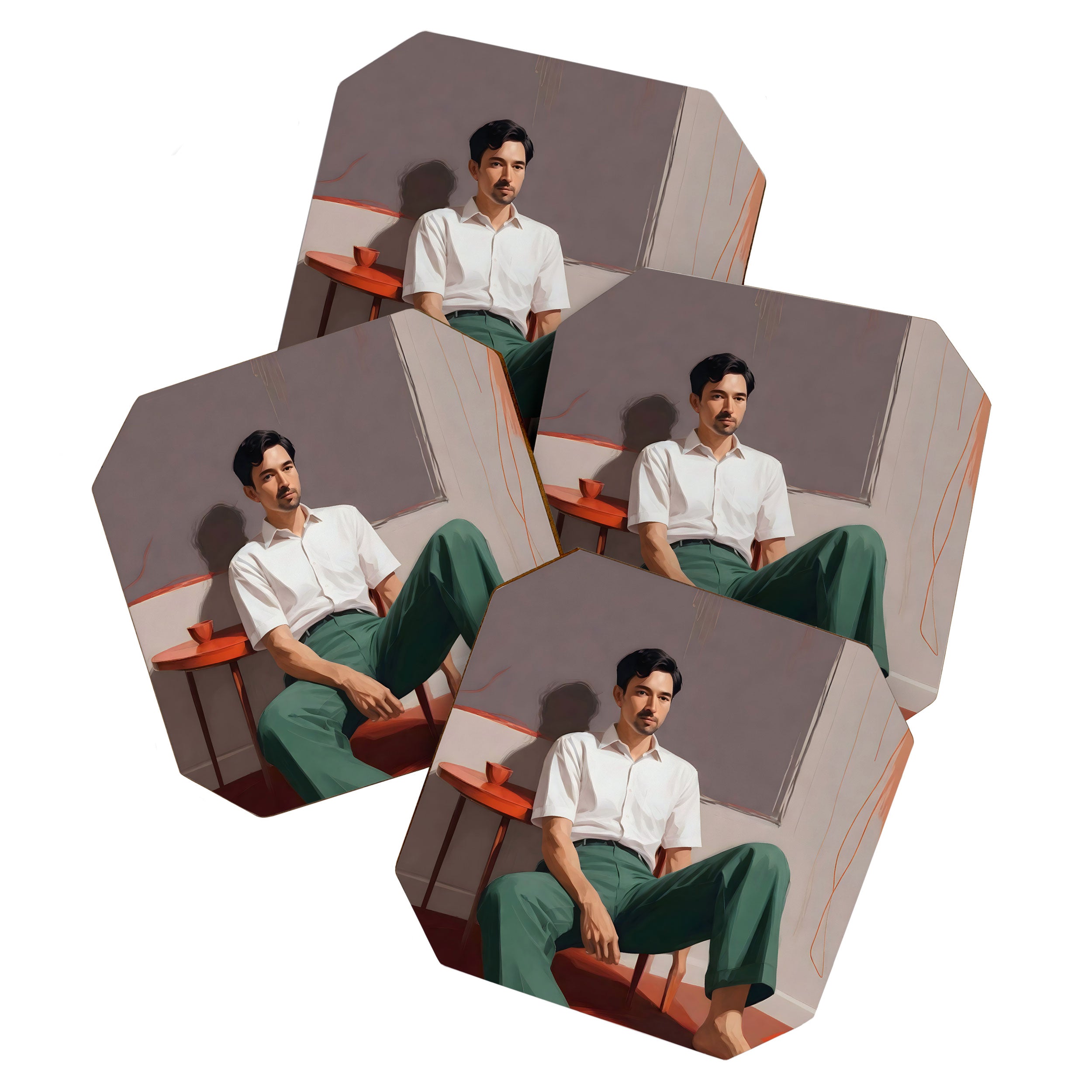 Dolce Far Niente, The sweetness of doing nothing, man sitting idle living in the moment, slow living calm peace of mind, positivity mindset slow down Coaster Gallery Image 1