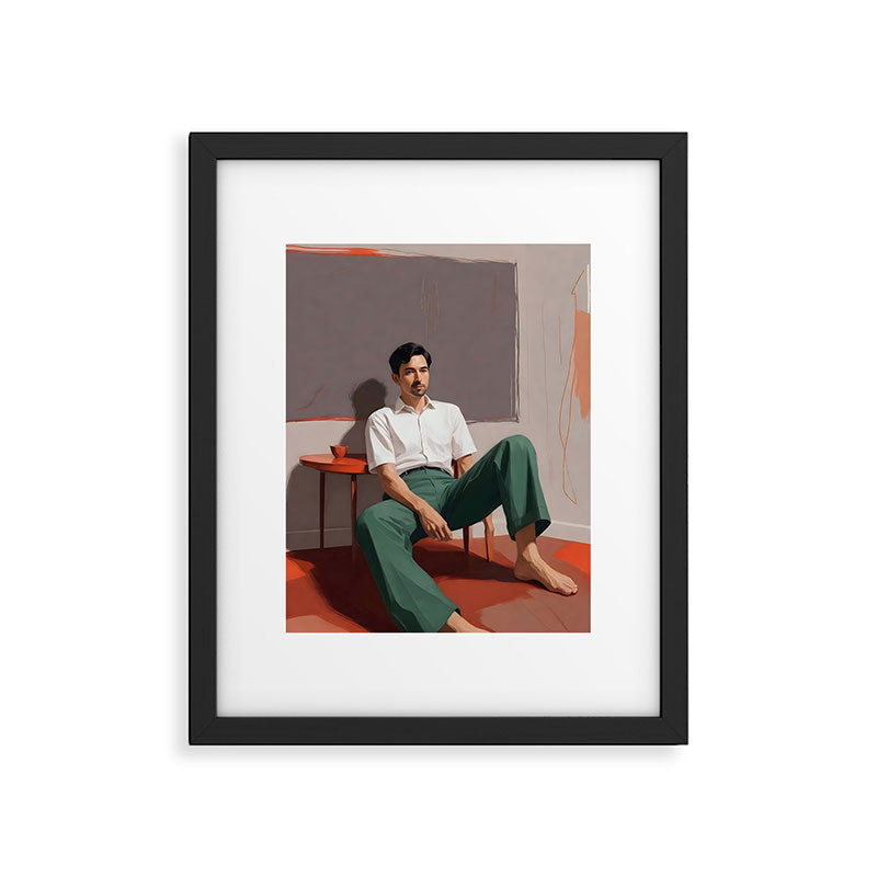 Dolce Far Niente, The sweetness of doing nothing, man sitting idle living in the moment, slow living calm peace of mind, positivity mindset slow down Framed Art Print Gallery Image 6