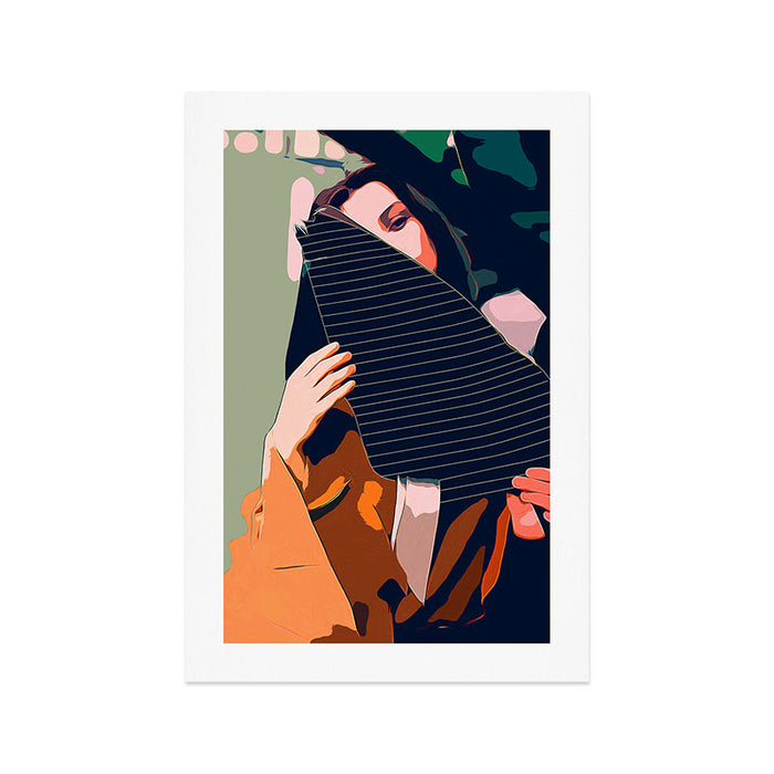Don't Be Shy, Bohemian Woman Fashion Illustration, Eclectic Tropical Banana Leaves Feminism Art Print Gallery Image 1