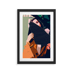 Don't Be Shy, Bohemian Woman Fashion Illustration, Eclectic Tropical Banana Leaves Feminism Framed Art Print Gallery Image 2