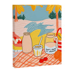 Don't Panic, It's Organic | Picnic Breakfast Travel Milk Food, Illustration Line art Drawing Minimal, Eclectic Modern Boho Painting Canvas Print Gallery Image 6
