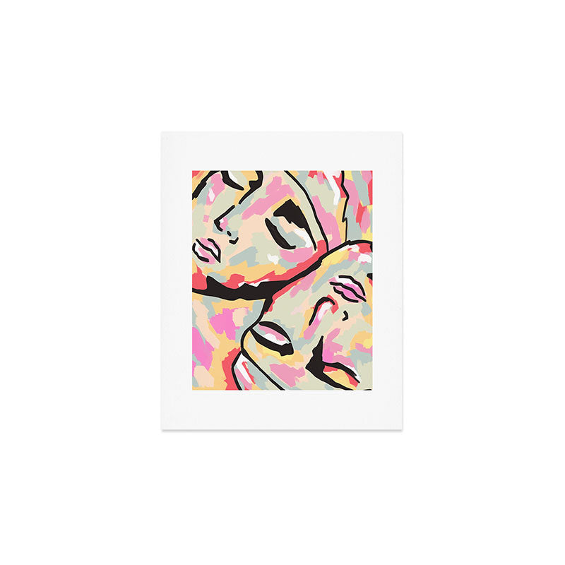 Emotional Orientation, Abstract Face Line Art Drawing Sketch, Mental Wellness Eclectic Painting, Bohemian Positivity Good Vibes Growth Peace Art Print Gallery Image 1
