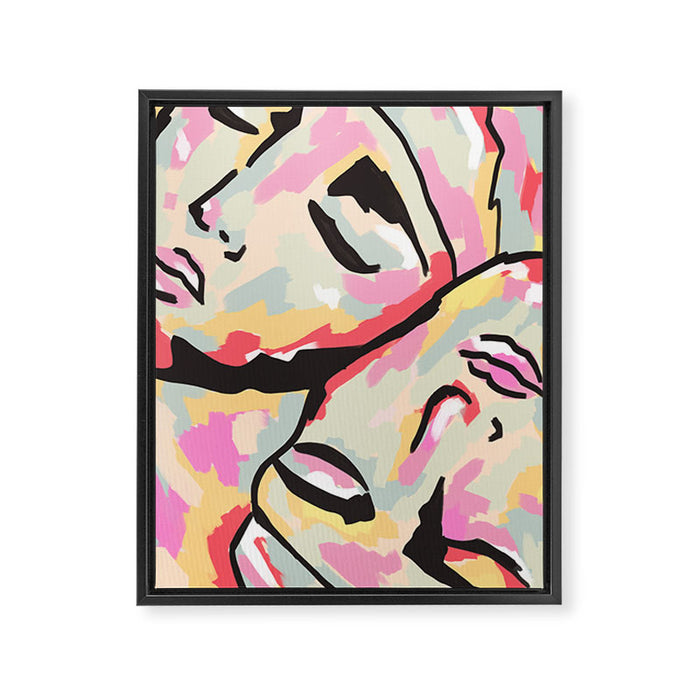 Emotional Orientation, Abstract Face Line Art Drawing Sketch, Mental Wellness Eclectic Painting, Bohemian Positivity Good Vibes Growth Peace Framed Canvas Print Gallery Image 1