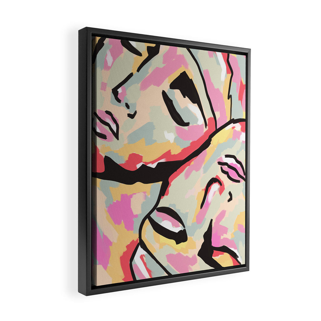 Emotional Orientation, Abstract Face Line Art Drawing Sketch, Mental Wellness Eclectic Painting, Bohemian Positivity Good Vibes Growth Peace Framed Canvas Print Gallery Image 2