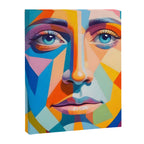 Face, Abstract Human Geometric Eclectic, Expressions Eyes Lips People, Bohemian Pop of Color Maximalism Canvas Print Gallery Image 6