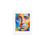 Face, Abstract Human Geometric Eclectic, Expressions Eyes Lips People, Bohemian Pop of Color Maximalism Art Print Gallery Image 1