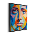 Face, Abstract Human Geometric Eclectic, Expressions Eyes Lips People, Bohemian Pop of Color Maximalism Framed Canvas Print Gallery Image 2