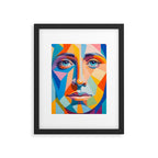 Face, Abstract Human Geometric Eclectic, Expressions Eyes Lips People, Bohemian Pop of Color Maximalism Framed Art Print Gallery Image 5