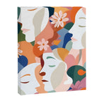 Facing The Flowers, Motivational Positive Mindset Growth Illustration, Human People Face Expression, Hope Optimism Floral Botanical Painting Canvas Print Gallery Image 6