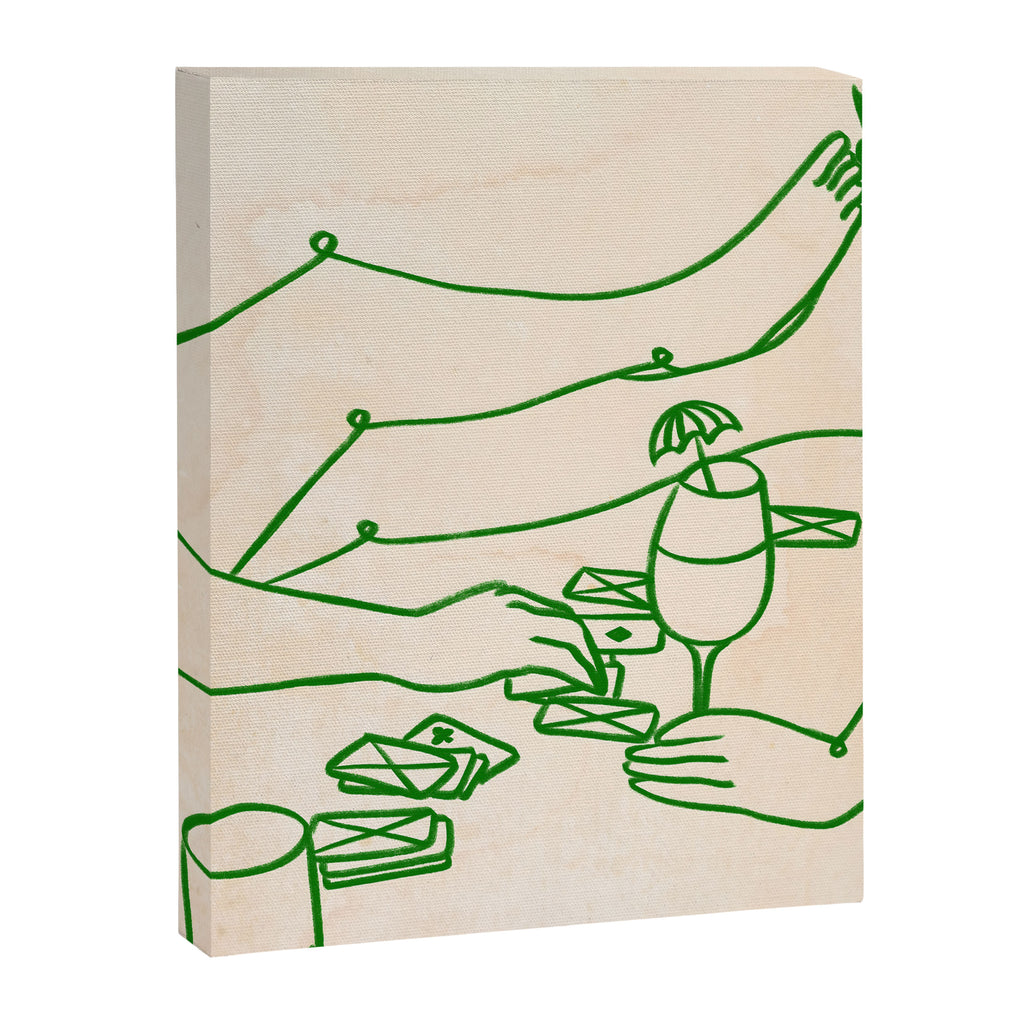 Feelin' Lucky, Beachy Sand Summer Playing cards, Nordic Coastal Line Art, Abstract Drawing Sketch Doodles Canvas Print Gallery Image 8