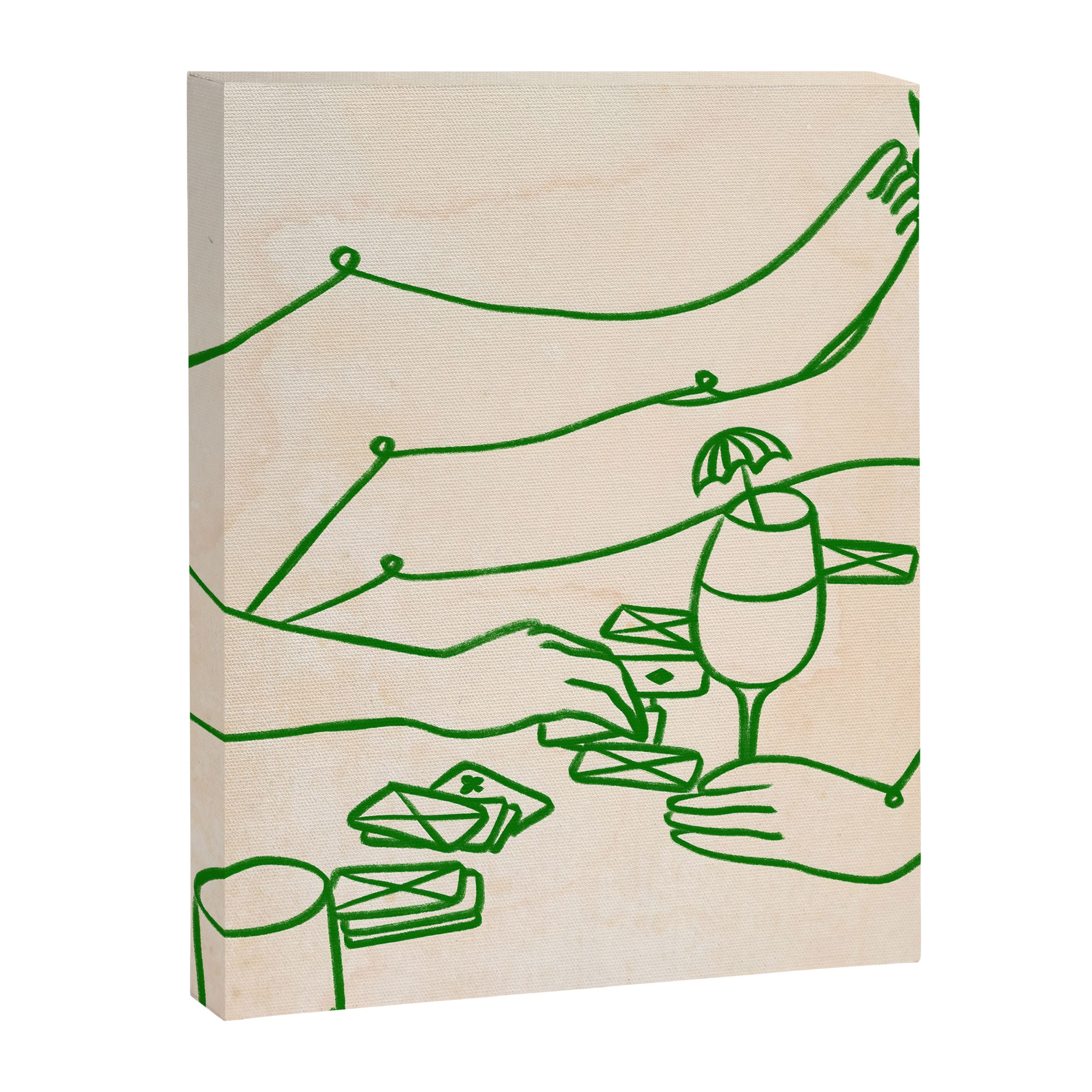 Feelin' Lucky, Beachy Sand Summer Playing cards, Nordic Coastal Line Art, Abstract Drawing Sketch Doodles Canvas Print Gallery Image 8