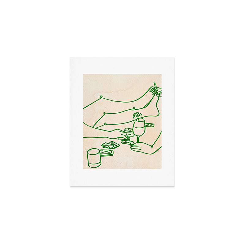 Feelin' Lucky, Beachy Sand Summer Playing cards, Nordic Coastal Line Art, Abstract Drawing Sketch Doodles Art Print Gallery Image 1
