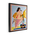 Fishy Shananigans, Eclectic Nude Woman Fish Wine Illustration, Quirky Whimsical Drinking Alcohol, Modern Bohemian Binging Weekend Painting Framed Canvas Print Gallery Image 2