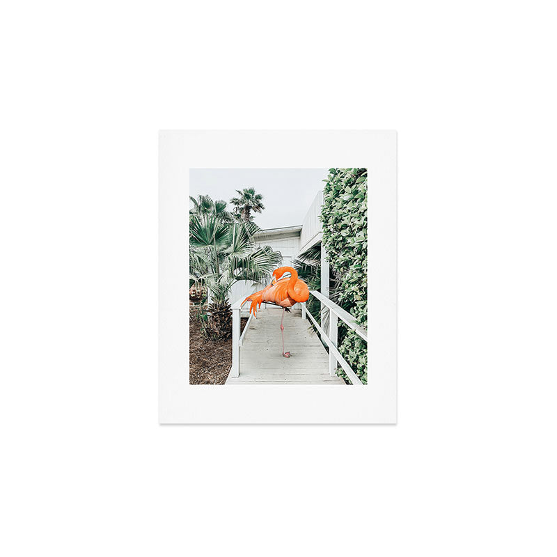 Flamingo Beach House, Wildlife Architecture Jungle Photography, Eclectic Birds Digital Art Art Print Gallery Image 1