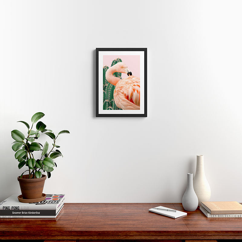 Flamingo & Cactus #society6 #decor #buyart Framed Art Print Gallery Image 2