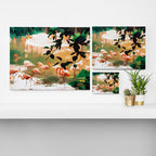 Flamingo Sighting, Jungle Nature Wildlife Birds Painting, Animals Forest Safari Illustration Canvas Print Gallery Image 3