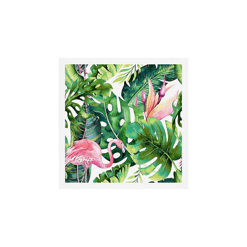 Flamingo Tropical, Colorful Tropical Jungle Monstera Painting, Watercolor Birds Banana Leaves Art Print Gallery Image 1