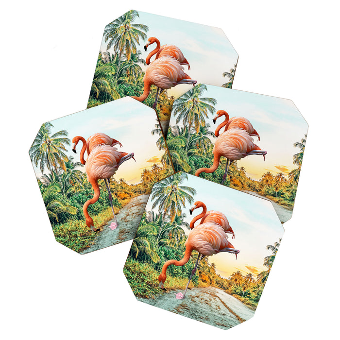 Flamingo Vacay #photography #surrealism Coaster Gallery Image 1