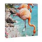 Flamingos on the Beach, Wildlife Surrealism Birds, Nature Flamingo Fantasy Beach Summer Photography Canvas Print Gallery Image 3