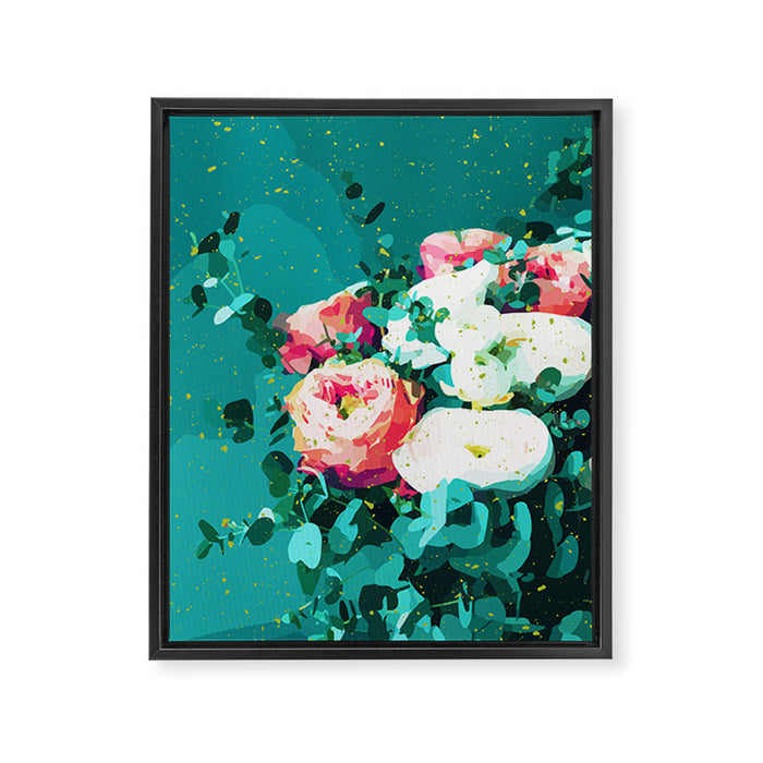 Floral & Confetti #digitalart #floral Framed Canvas Print Gallery Image 1