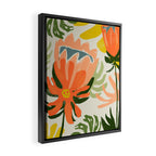 Flowers & Rain, Summer Floral Nature Botanical Painting, Modern Colorful Bohemian Illustration Framed Canvas Print Gallery Image 2
