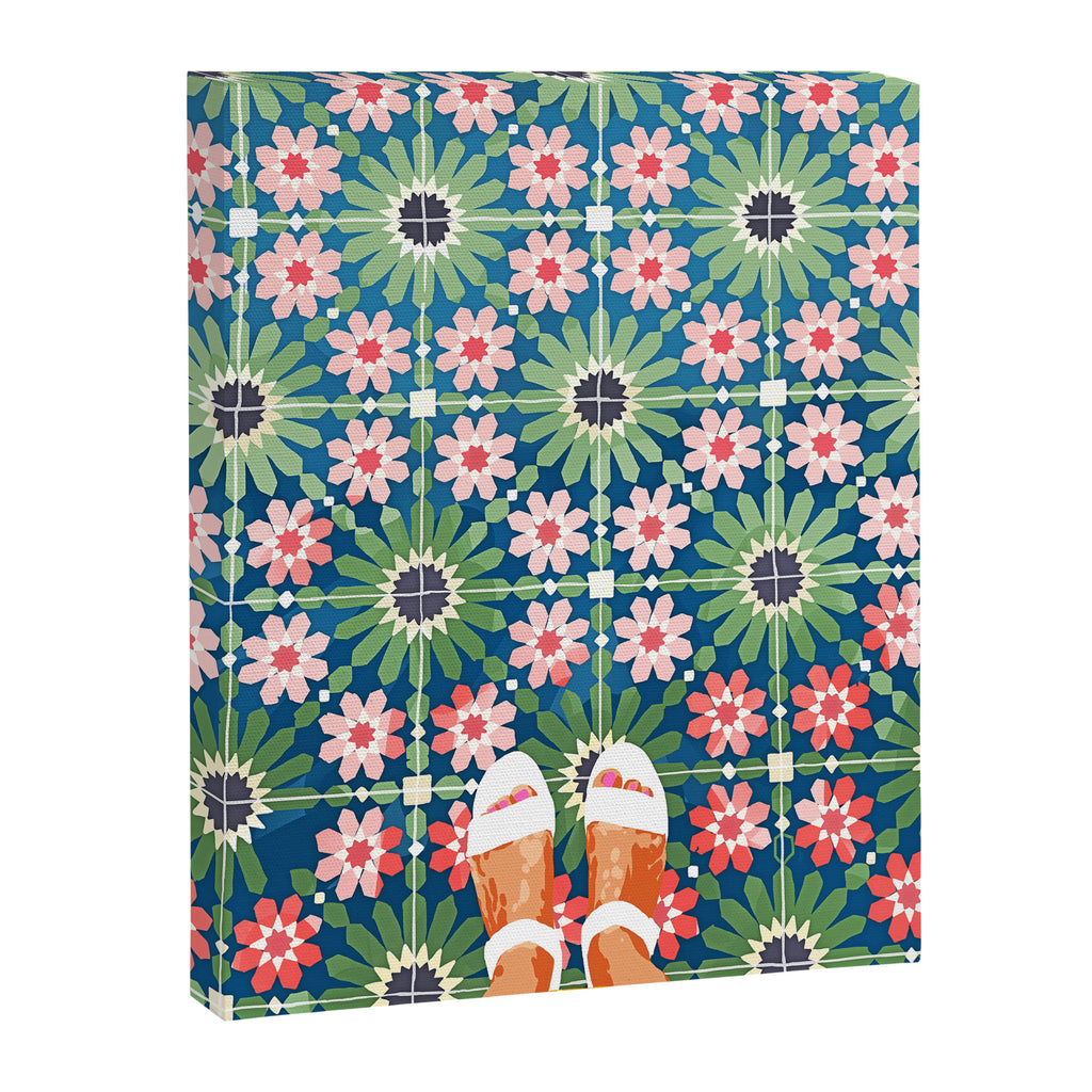 For The Love of Tiles | Moroccan Modern Bohemian Décor | Exotic Travel Watercolor Painting Canvas Print Gallery Image 6