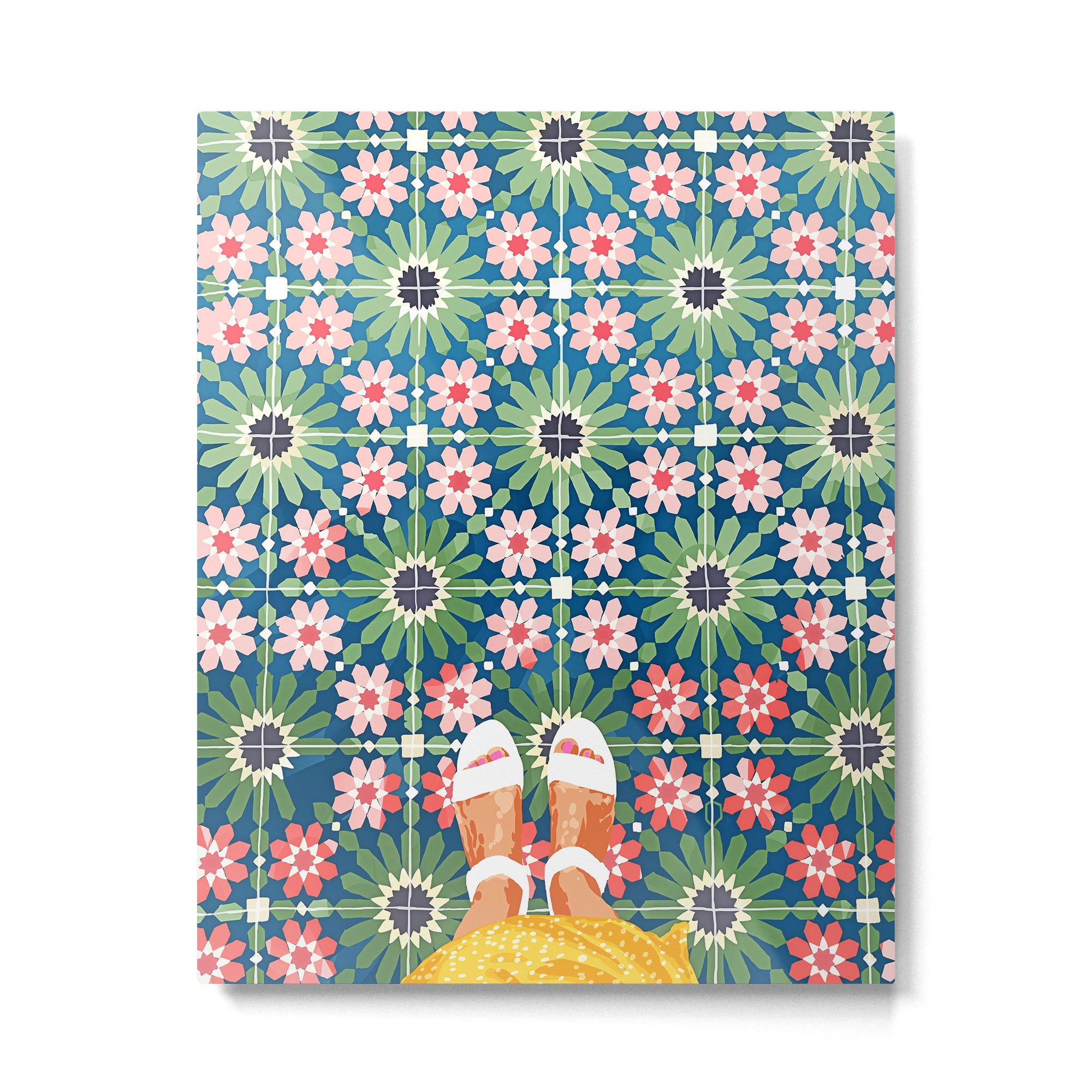For The Love of Tiles | Moroccan Modern Bohemian Décor | Exotic Travel Watercolor Painting Metal Print Gallery Image 4