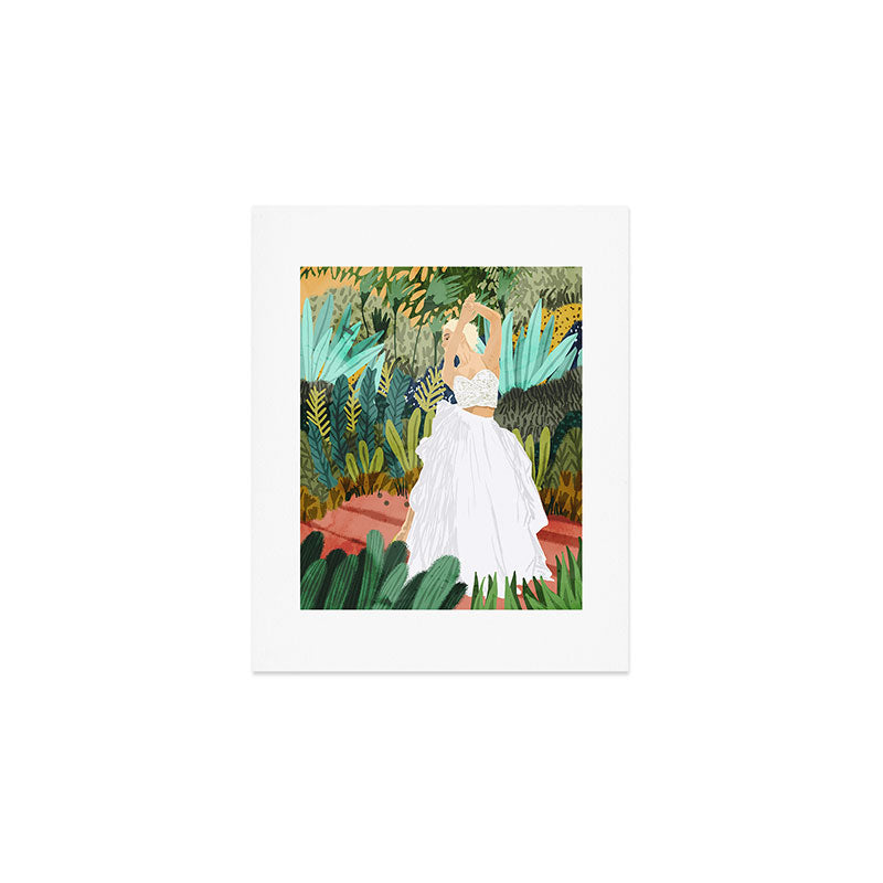 Forest Bride | Jungle Wedding Painting | Travel Solo | Blonde Woman Dancing Joy Art Print Gallery Image 1
