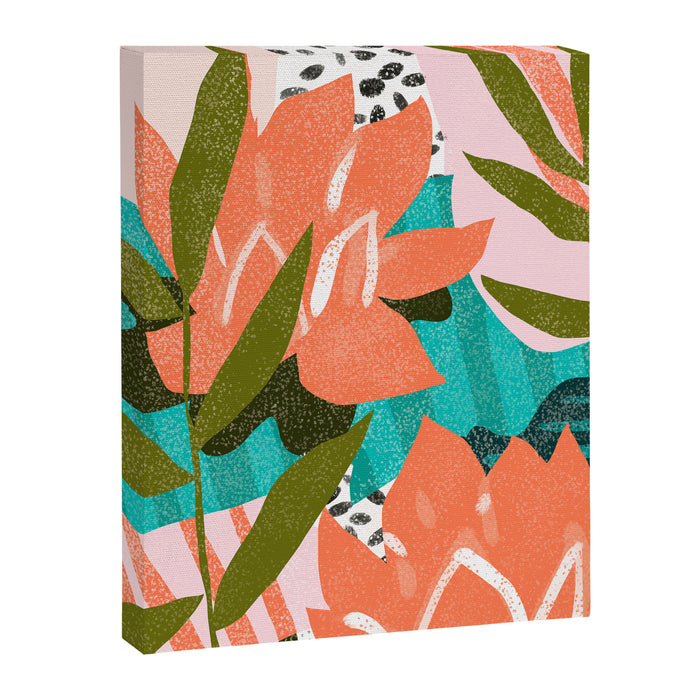 Forever in My Garden | Abstract Botanical Nature Plants Floral Painting | Quirky Modern Contemporary Canvas Print Gallery Image 1