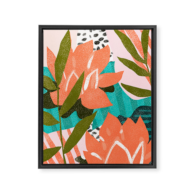 Forever in My Garden | Abstract Botanical Nature Plants Floral Painting | Quirky Modern Contemporary Framed Canvas Print Gallery Image 6