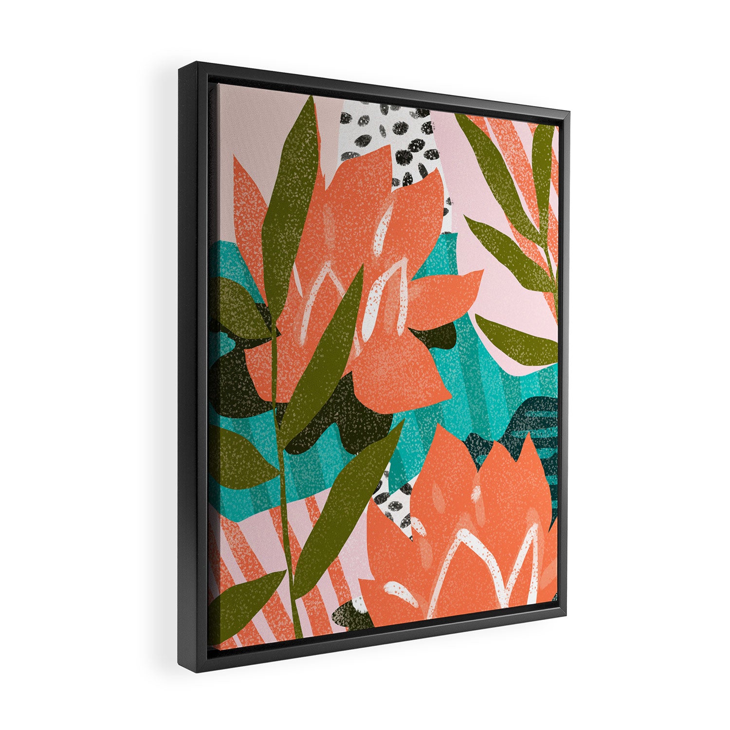 Forever in My Garden | Abstract Botanical Nature Plants Floral Painting | Quirky Modern Contemporary Framed Canvas Print Gallery Image 2