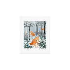 Fox Snow Walk, Animals Wildlife Winter, New Years Christmas Forest Wildlife Painting Art Print Gallery Image 1