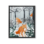 Fox Snow Walk, Animals Wildlife Winter, New Years Christmas Forest Wildlife Painting Framed Canvas Print Gallery Image 6