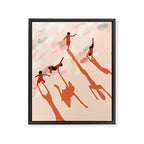 Free Spirits, Children Wild Child Parenthood, Kids Freedom Human Rights Equality, Eclectic Beach Ocean Play Shadows Light Sand Concept Painting Framed Canvas Print Gallery Image 6