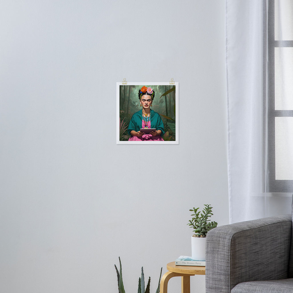 Frida Kahlo, Modern Bohemian Painting Eclectic Woman, Colorful Tropical Historic Artist, Portrait Jungle Boho Mob Wife Concept Art Print Gallery Image 3