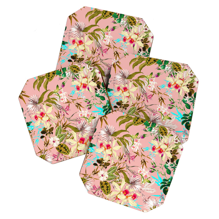 Gardenia | Vintage Botanical Nature Pattern | Blush Boho Plants Garden Floral Coaster Gallery Image 1