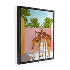 Giraffe Villa | Contemporary Modern Architecture Digital Graphic Art | Wildlife Animals Palm Exotic Framed Canvas Print Gallery Image 2