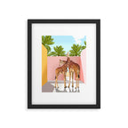 Giraffe Villa | Contemporary Modern Architecture Digital Graphic Art | Wildlife Animals Palm Exotic Framed Art Print Gallery Image 6