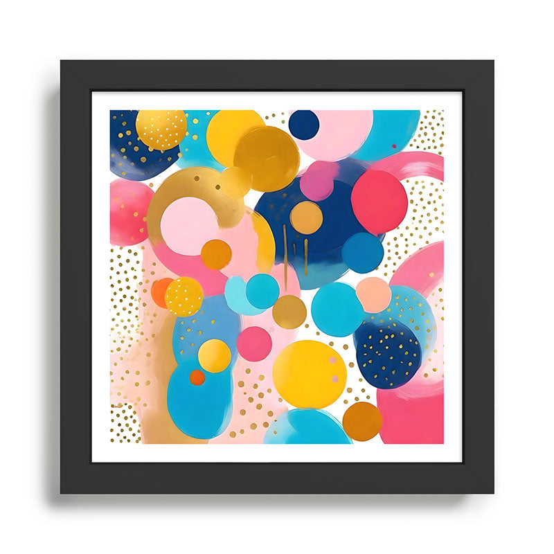 Good Days, Fun Abstract Celebration, Happiness Enjoy Confetti Party, Celebrate Polka Dots Shapes Random Quirky, Eclectic Bohemian Contemporary Framed Art Print Gallery Image 1