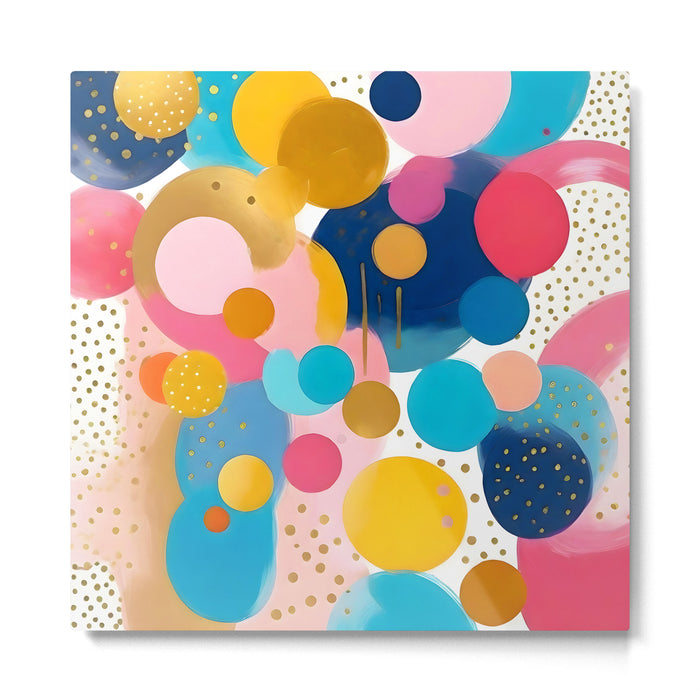 Good Days, Fun Abstract Celebration, Happiness Enjoy Confetti Party, Celebrate Polka Dots Shapes Random Quirky, Eclectic Bohemian Contemporary Metal Print Gallery Image 1