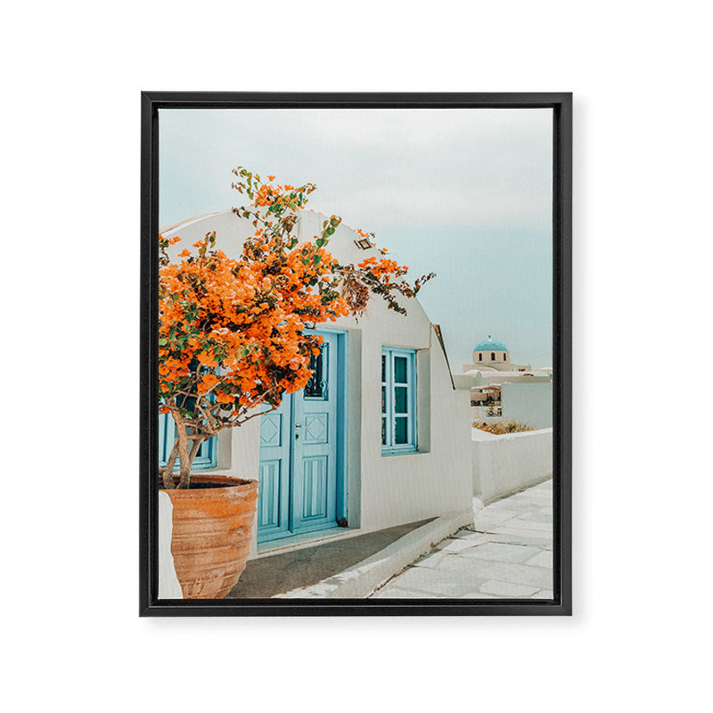 Greece Airbnb, Greece Photography Travel Digital Art, Scenic Landscape Architecture, White Building Framed Canvas Print Gallery Image 6