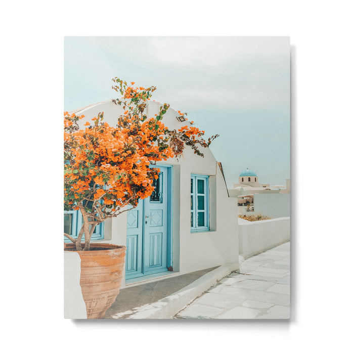 Greece Airbnb, Greece Photography Travel Digital Art, Scenic Landscape Architecture, White Building Metal Print Gallery Image 1