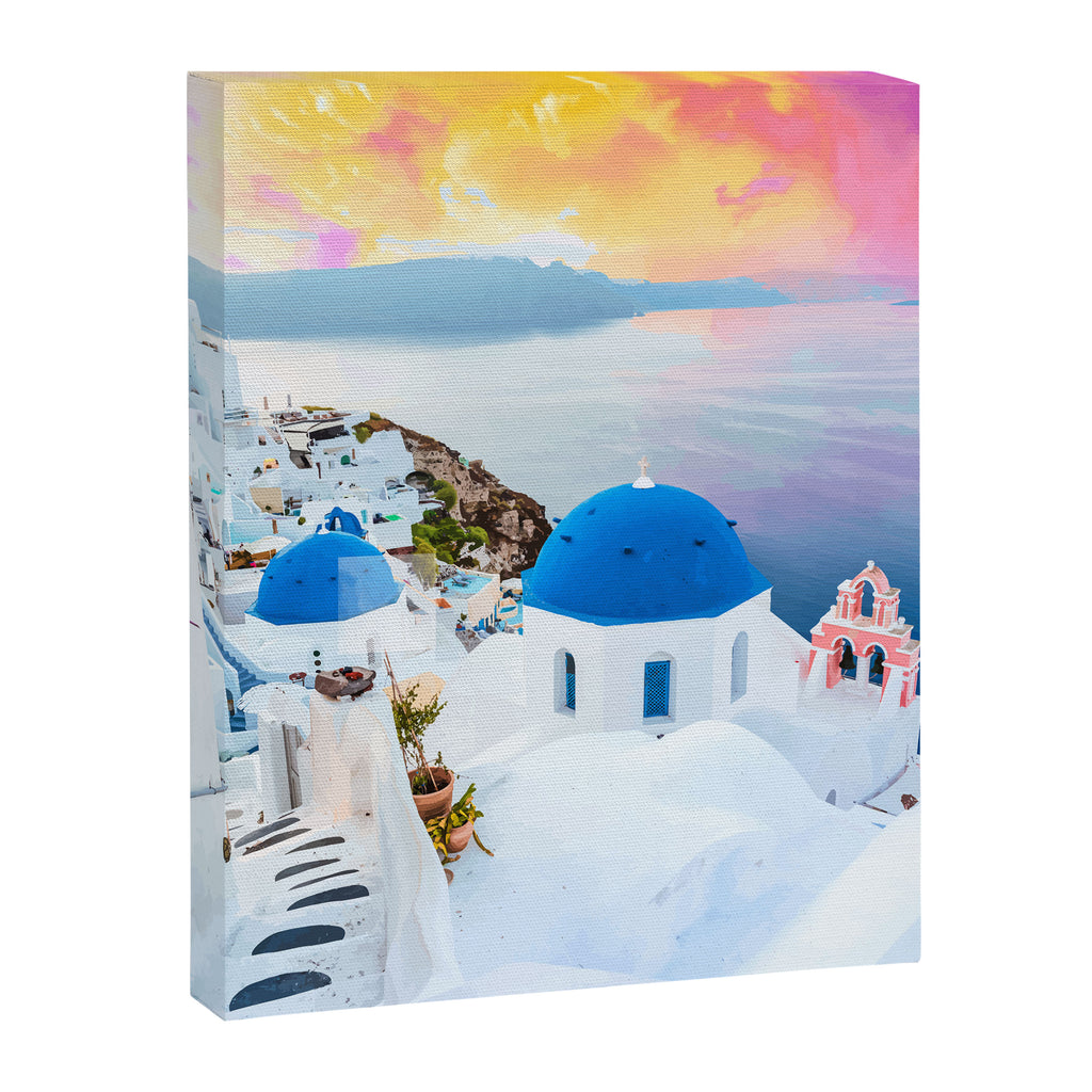 Greek Fantasy, Greece Travel Tropical Photography, Nature Landscape Ocean Architecture Graphic Canvas Print Gallery Image 6