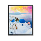 Greek Fantasy, Greece Travel Tropical Photography, Nature Landscape Ocean Architecture Graphic Framed Canvas Print Gallery Image 6
