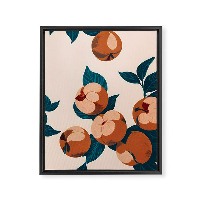 Half-Eaten Peaches, Vintage Botanical Illustration, Jungle Forest Fruits Nature, Eclectic Bohemian Plants Framed Canvas Print Gallery Image 1