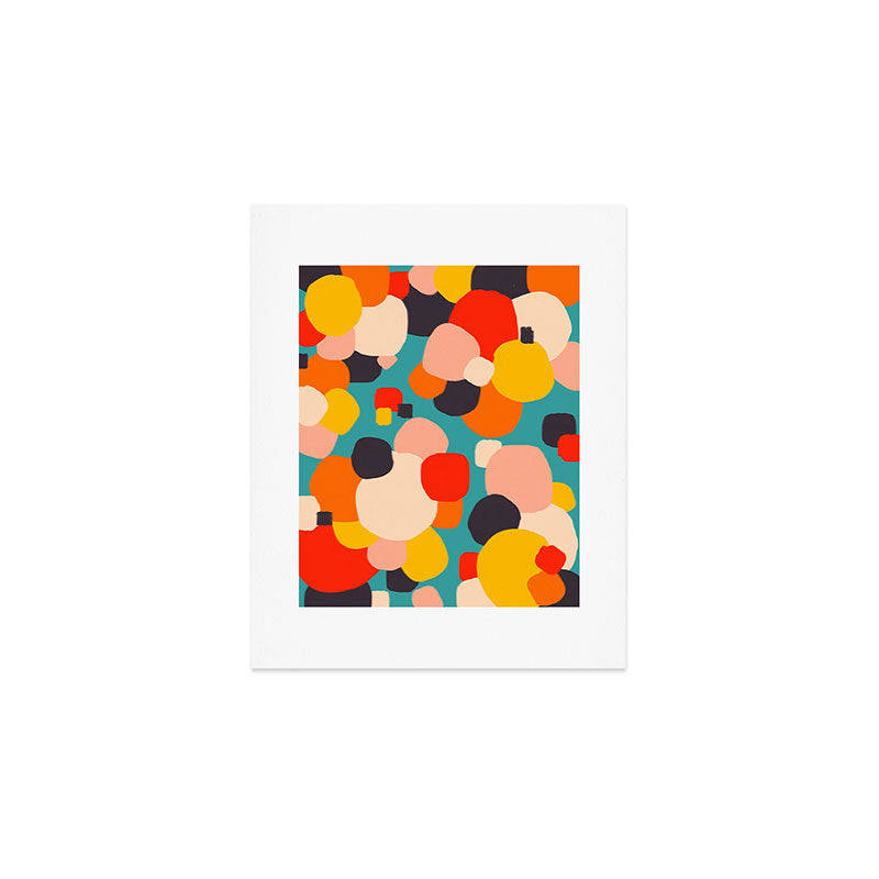 Happy Thoughts Rush In, Positivity Growth Mindset Abstract Painting, Colorful Retro Shapes Brush Strokes, Eclectic Bohemian Fun Celebration Confetti Art Print Gallery Image 1