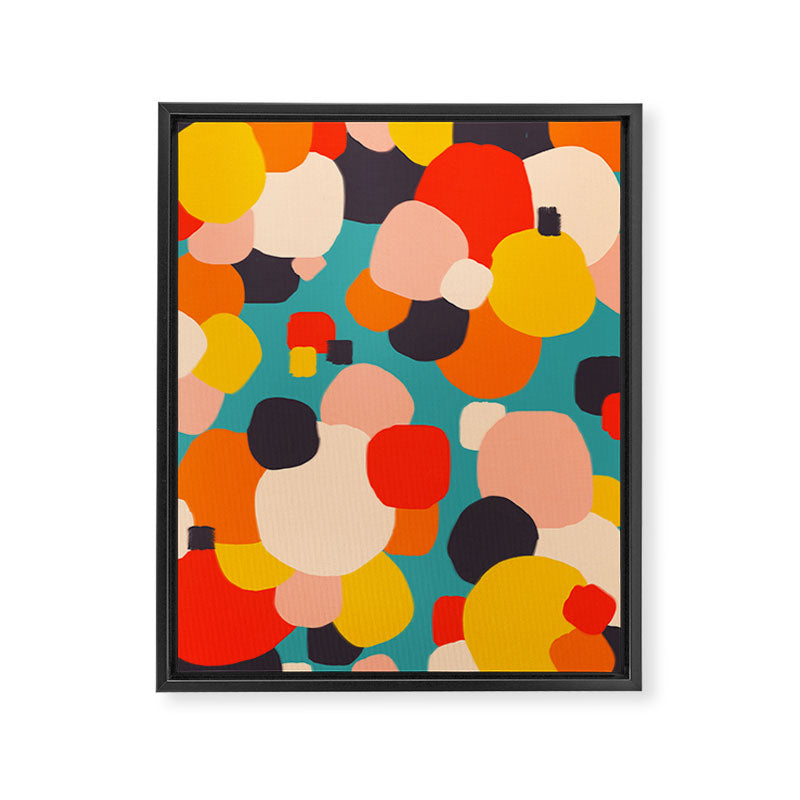 Happy Thoughts Rush In, Positivity Growth Mindset Abstract Painting, Colorful Retro Shapes Brush Strokes, Eclectic Bohemian Fun Celebration Confetti Framed Canvas Print Gallery Image 6