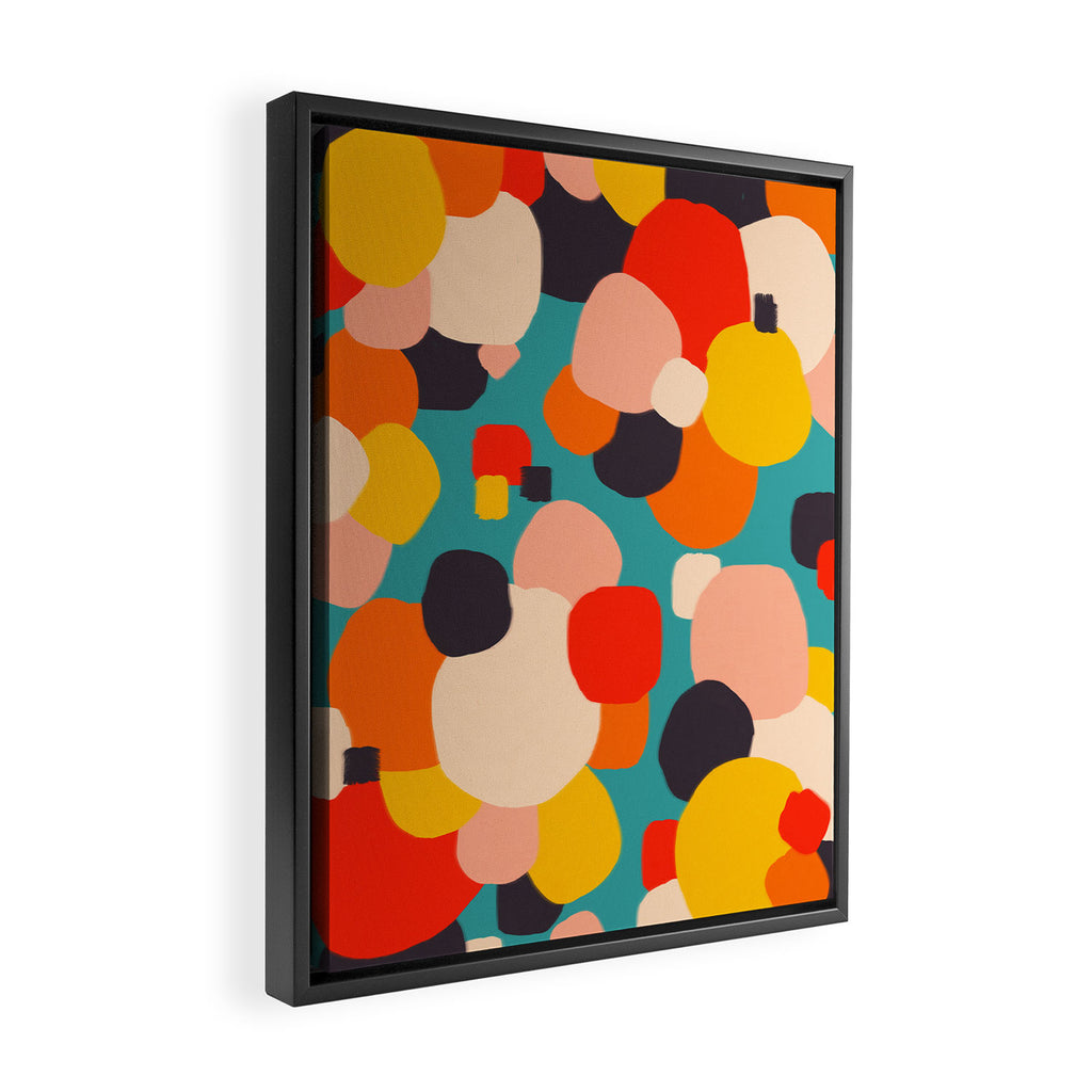Happy Thoughts Rush In, Positivity Growth Mindset Abstract Painting, Colorful Retro Shapes Brush Strokes, Eclectic Bohemian Fun Celebration Confetti Framed Canvas Print Gallery Image 2